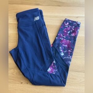 New Balance Kids' Navy and Purple Leggings